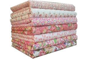 7 Pcs/set DIY Cotton Craft Fabric Bundle Patchwork, Quilting Sewing Patchwork Beautiful Pattern Cloths with Soft Tape Measure