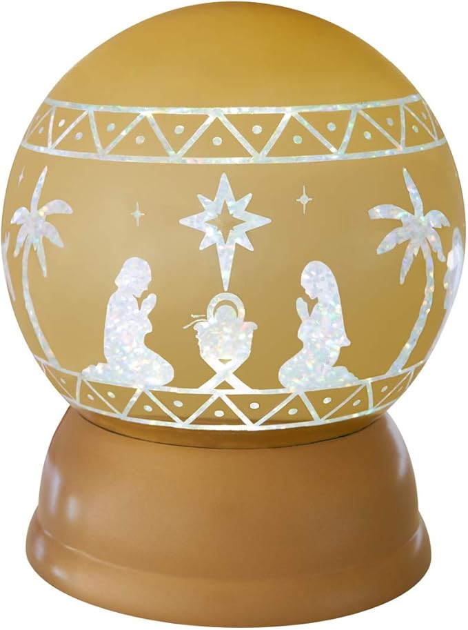 Snow Globe Nativity Scene, Christmas Gold Glitter Ball, Holiday Decor Home & Kitchen