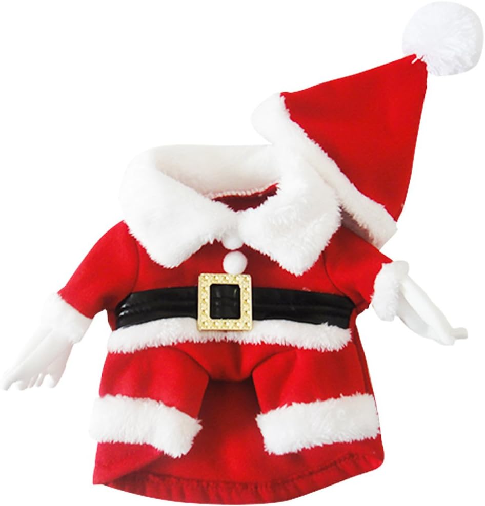 cozytek Santa Clause Costumes with Hat for Dog, Santa Dress Hoodie Coat Pet Dog Christmas Costumes Suit with Santa Hat for Pug, Chihuahua, Shih Tzu, Yorkshire Terriers, Papillon