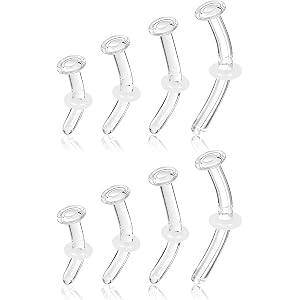 Xpircn 14G 16G 18G Glass Piercing Retainers for Eyebrow Rook Cartilage Nose Piercing Jewelry Clear Curved Belly Button Ring G