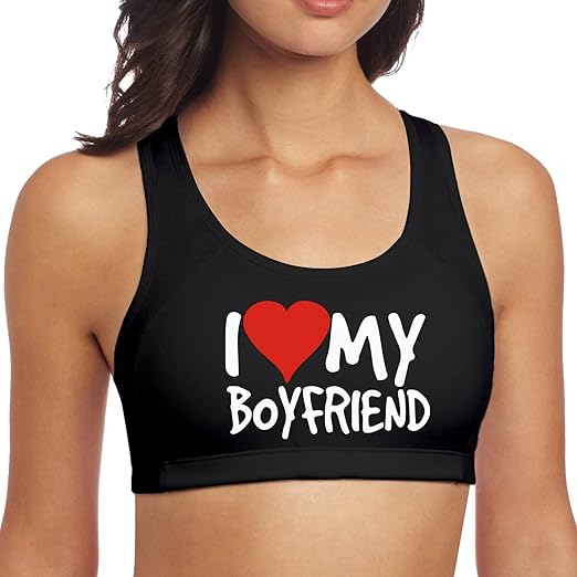 I Love My Boyfriend Women's Sport Bra Underwear Fitness Workout Yoga