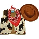 Making Believe Kids Western Rodeo Cowboy or Cowgirl Classic Costume Set - Vest, Brown Hat, Bandana (Choose Color and Size)