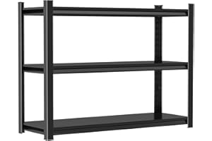 KILISTEELS 31''H Garage Shelving Heavy Duty 3-Tier Adjustable Storage Shelves Unit,1500 LBS Metal Utility Rack Shelf for Industries, Warehouses, Basement,Black (24W*14D*31H)