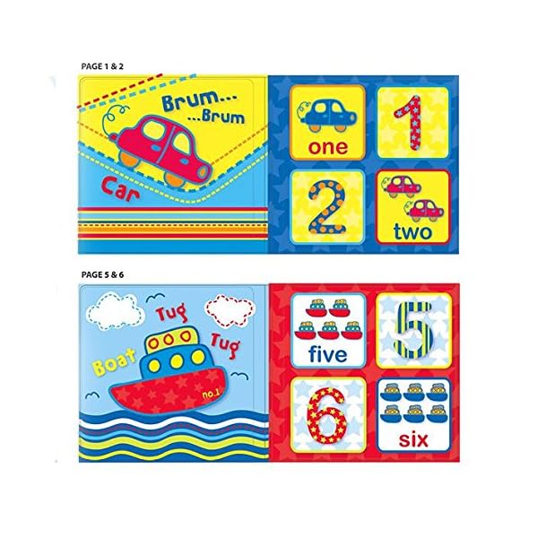 Set of 4 Baby Bath Books | First Words ABC Letters & Numbers | Plastic Coated & Padded | Floating Fun Educational…