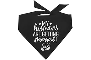 TEES & TAILS My Humans are Getting Married Wedding Annoucement Dog Bandana (Black, OS 224)