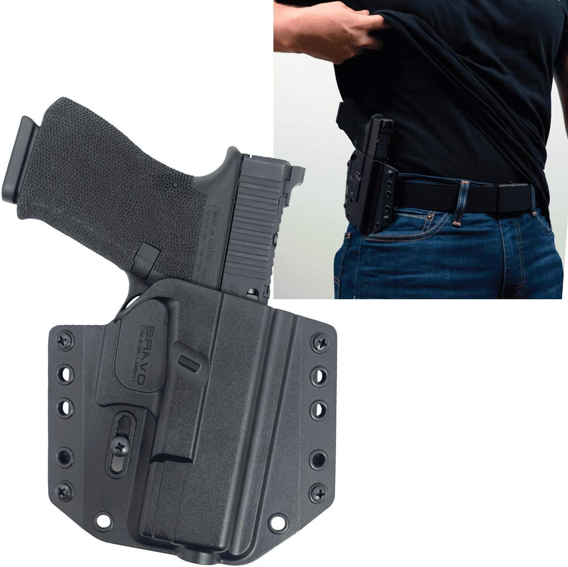 Bravo Concealment OWB Gun Holster fits Glock 19 19X 23 32, Glock 45