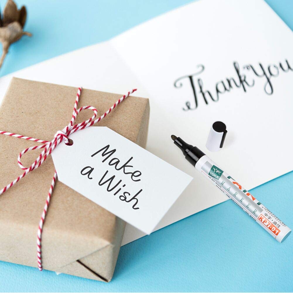 Paint Pens for Rock Painting-Stone, Ceramic, Metal, Glass, Wood, Fabric, Set of 6 Medium Tip Acrylic Paint Markers High Volume Ink Water and Fade Resistant for DIY Craft Projects Quick Drying(Black)