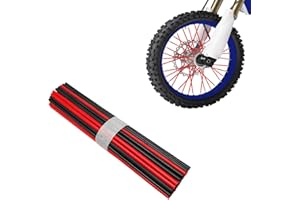 Suvnie 72PCS Dirt Bike Spoke Skins Covers, Universal Wheel Rims Wraps Pipe Trim, Spoke Covers Decoration Protector for Dirt Bike Off-Road Wheelchair Bicycle, Motorcycle Accessories (Black+Red)
