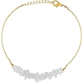 Natural Clear Quartz Gemstone Chips Beads Bar Bracelet for Women, Crystal Gems Healing Bracelets, Chakra Stone Bead Bracelets, Yoga Stone Beads Bracelets Meditation Chips bead size is 3-4 mm