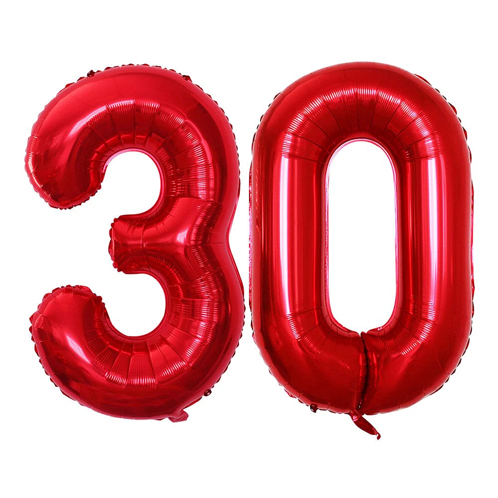 Photo 1 of GOER Number 30 Balloons for 30th Birthday Party Decorations,42 Inch Jumbo Foil Helium Balloons for 30th Anniversary (Red)