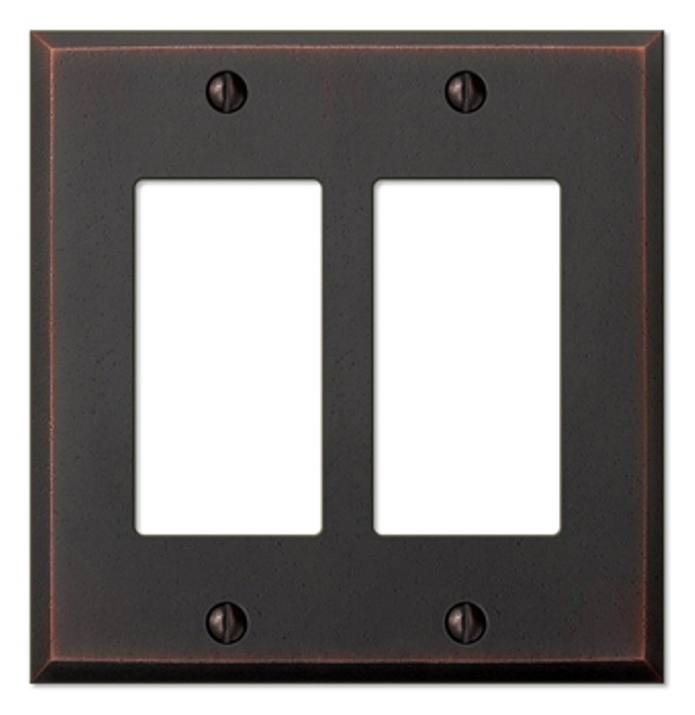 Photo 1 of AMERELLE 68RRDB Manhattan Double Rocker Cast Metal Wallplate in Aged Bronze, 2 Rocker