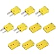 MECCANIXITY Mini K Type Thermocouple Wire Connectors Male Female Plug Adapter High Temperature 120°C(248°F) for Thermocouple 
