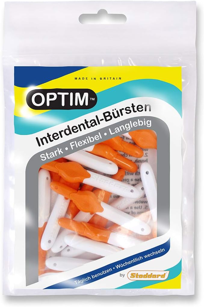 OPTIM Interdental Brushes Pack of 25 Orange 0.45 mm Size 1, Orange 0.45 Mm, Size 1, 25 count (Pack of 1)