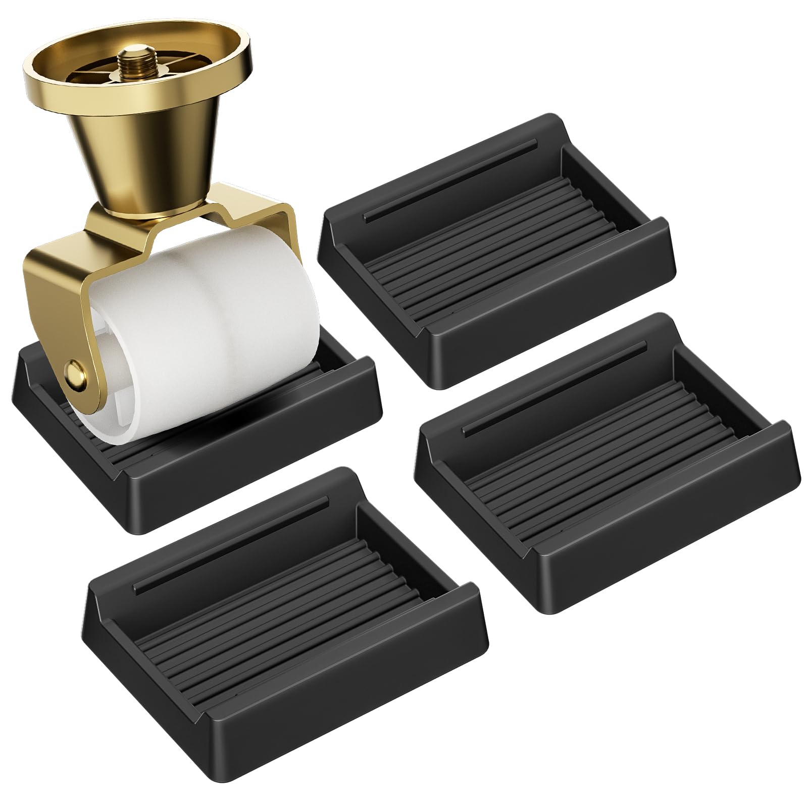 Photo 1 of 4 Pcs Bed Stoppers to Prevent Sliding - BOIVSHI 2.9"x2.3" Silicone Caster Cups - Furniture Stoppers to Prevent Sliding, Bed, Sofa, Chair - Floor Protectors and Prevents Scratches - Black