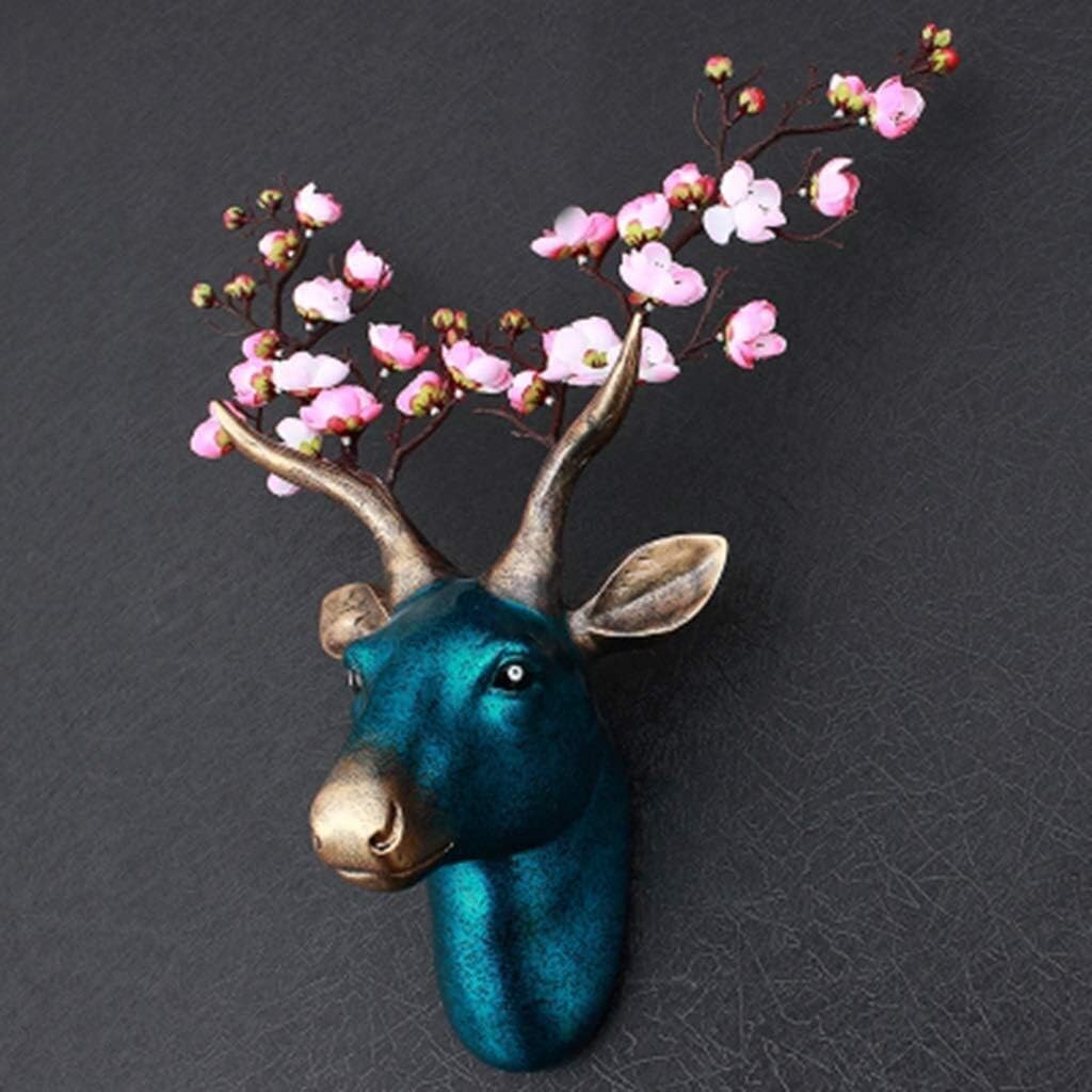 YONGYONGCHONG Deer Head Sculpture Animal Head 3d Living Room Wall Hanging Solid Wall-mounted Wall Carving Environmentally Friendly Resin 49 * 42CM Crafts