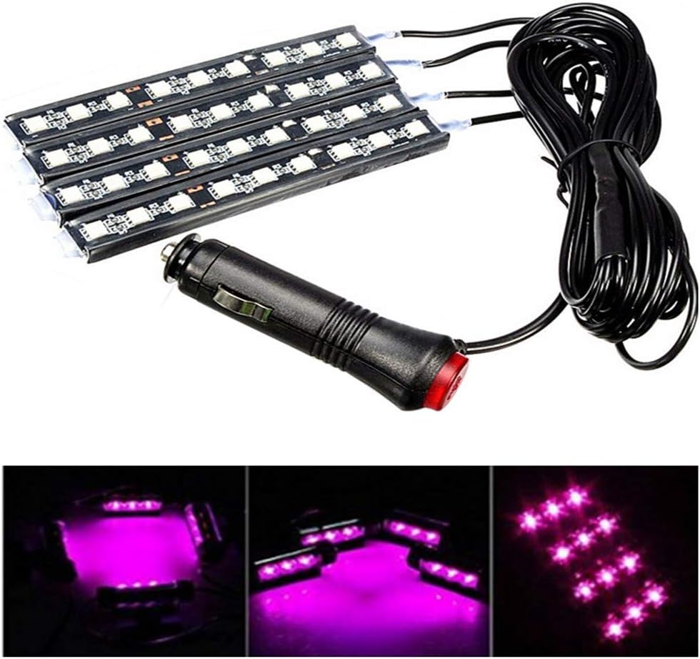 4pcs Car Interior Decoration, NERLMIAY Atmosphere Light-LED Car Interior Lighting Kit , Waterproof, Interior Atmosphere Neon Lights Strip for Car (pink)