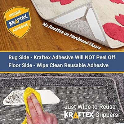 Rug Gripper Tape Pads 8pcs Anti Slip Non Skid Carpet Corners