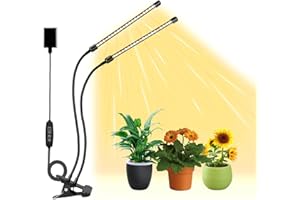 JINHONGTO Plant Light for Indoor Plants, 3000k/5000k/660nm Full Spectrum Clip On Grow Light, 3 Light Modes & 10 Dimming Levels with Timer Function, Plant Growing Lamp