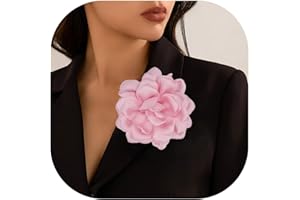 DECIXDE Satin Fabric Rose Flower Brooches - Handmade Floral Accessory for Wedding Party Dance Banquet Ceremony - Size: 4.72in