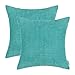 CaliTime Throw Pillow Covers Pack of 2 Comfy Corduroy Corn Striped Waffle Decorative Cushion Cases for Couch Sofa Bed Farmhouse 18 X 18 Inches Turquoise