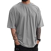 YawYews Mens Fashion Short Sleeve Tshirts Workout Oversize Pullover Solid Color Casual Tees