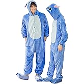 VIVUHTCC Unisex Adult Onesie Halloween Costume Plush Cosplay Christmas Pajamas Homewear (L, Blue)