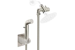 Dog Shower Attachment Metal, YDmeet Pet Shower Attachment for Fast and Clean Pet Bathing and Dog Washing, Brass Shower diverter, Adjustable Pet Shower Sprayer, 8 ft Hose and Shower Holder, Brushed