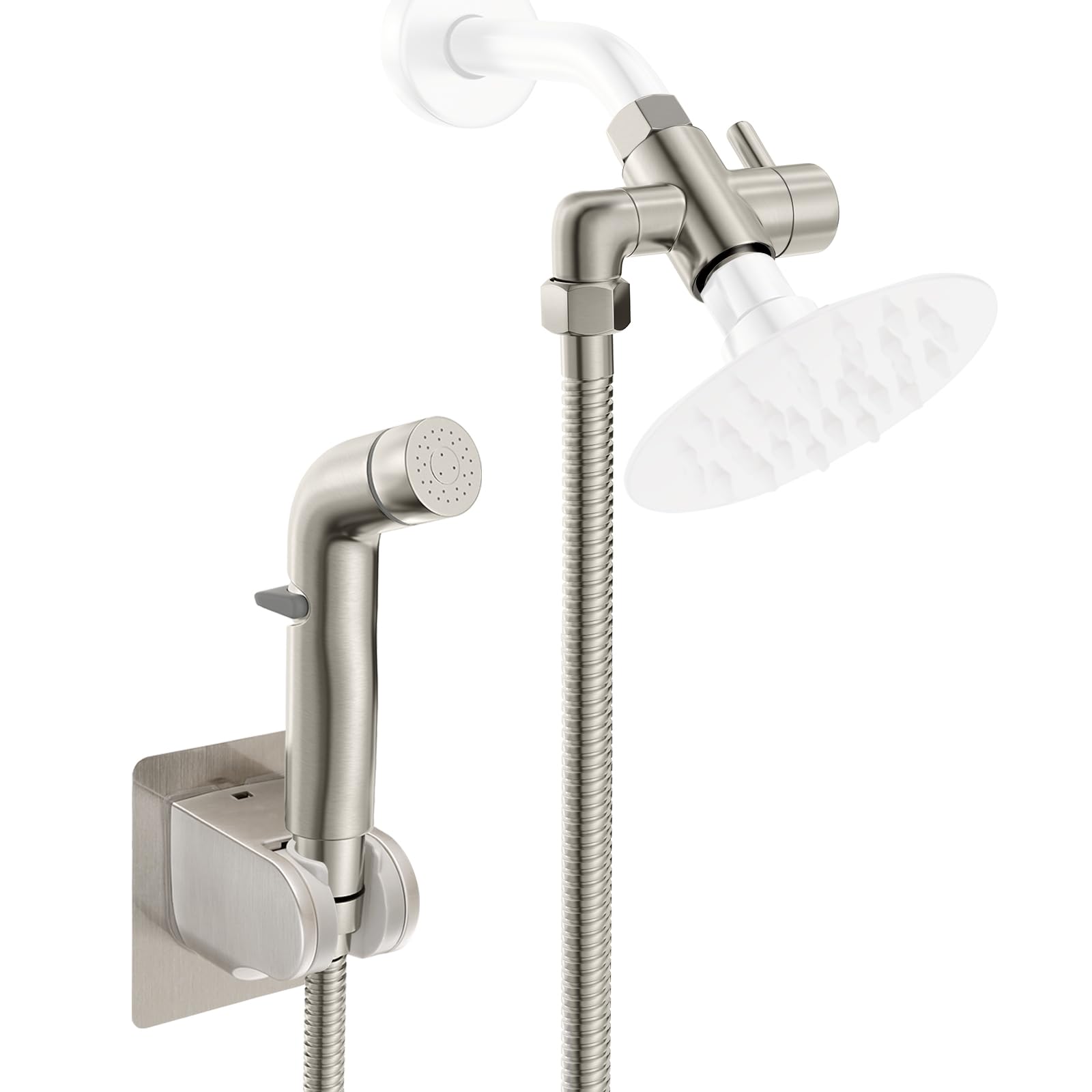 Photo 1 of Dog Shower Attachment Metal, YDmeet Pet Shower Attachment for Fast and Clean Pet Bathing and Dog Washing, Brass Shower diverter, Adjustable Pet Shower Sprayer, 8 ft Hose and Shower Holder, Brushed