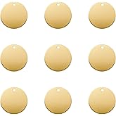 ABBECIAO 3/4 Inch Circle Brass Blanks 14ga. Thick Smooth Edges Brass Round Disc Tags for Metal Stamping and Engraving with One Hole. Pack of 10