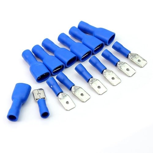 6.3mm Blue Fully insulated Female Lucar spade crimp auto electrical