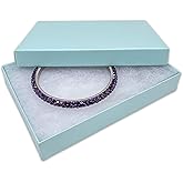 TheDisplayGuys - 25-Pack #53 Cotton Filled Cardboard Paper Jewelry Boxes Gift Case - Pearl Teal (5.4" x 3.9" x 1.0") - for Shipping or Storage