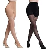 Yilanmy Compression Pantyhose for Women 10-15mmHg Support Hose Compression Tights 30D Sheer Stockings 2 Pairs