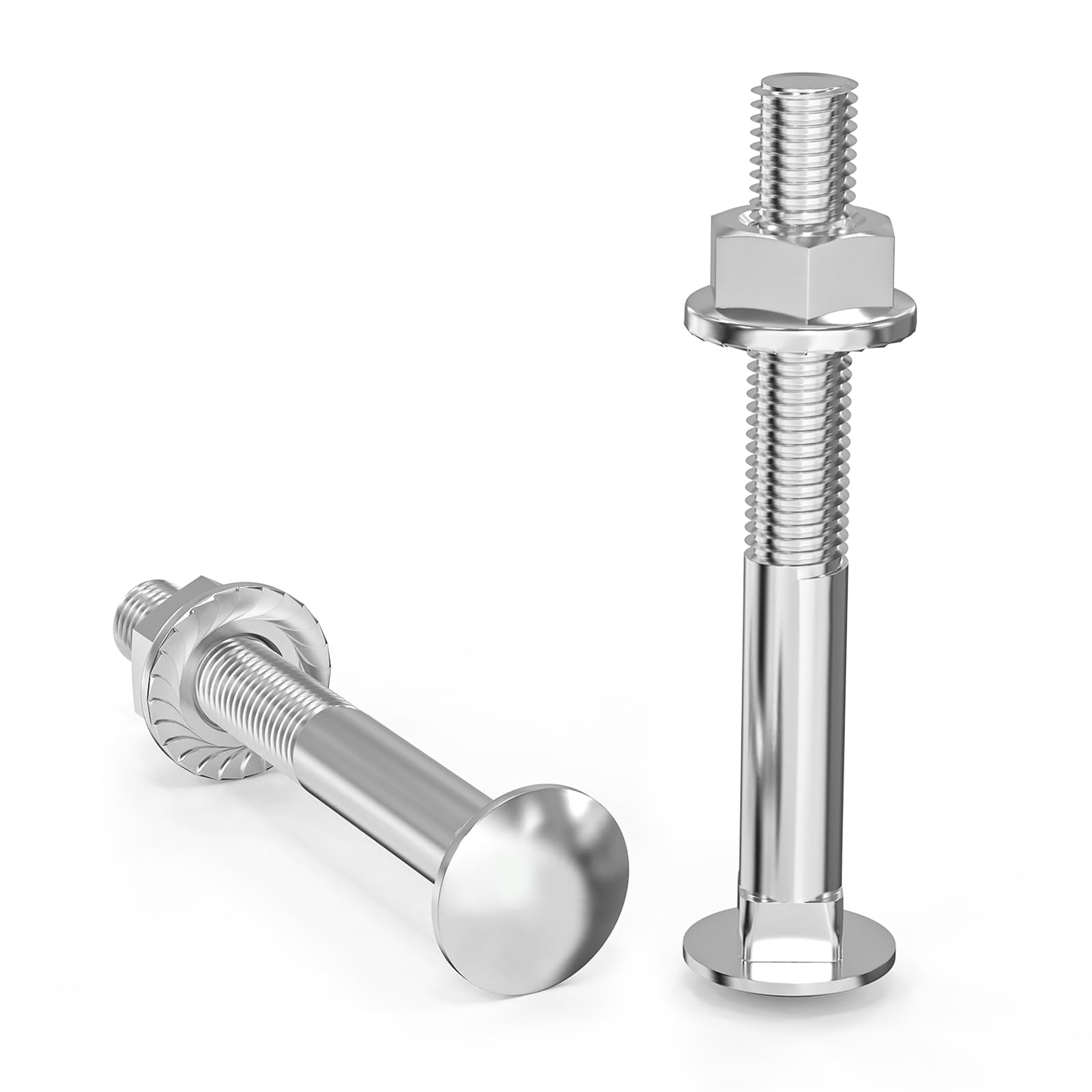 ORTAVA Carriage Bolts M8 x 60 Galvanised DIN 603 (Pack of 20), with Hexagonal Flange Nut, Made of Stainless Steel A2 V2A, Half Round Head Square Lock Screws