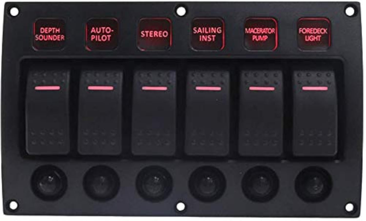 Namvo Boat Car Marine Rocker Switch Panel 8 Gang 3PIN & Circuit Breaker Overload Waterproof LED Switch Panel DC12/24V ON-Off Aluminium Switches