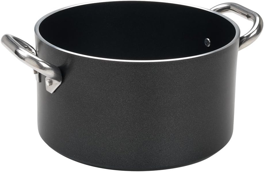 Pentole Agnelli ALSA2104SS36 Alblack B Cm36 Aluminium Black Crist Deep Saucepot with 2 Handles, 19.03 Litre, Stainless Steel