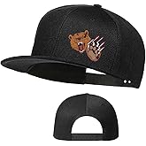 Flat Bill Hats for Men Anger Brown Bear Lids Animal Paws Hat Mens Snapback Hats Flat Brim Black Trucker Dad Baseball Cap Cool Boys Caps Adjustable Snap Back Adults