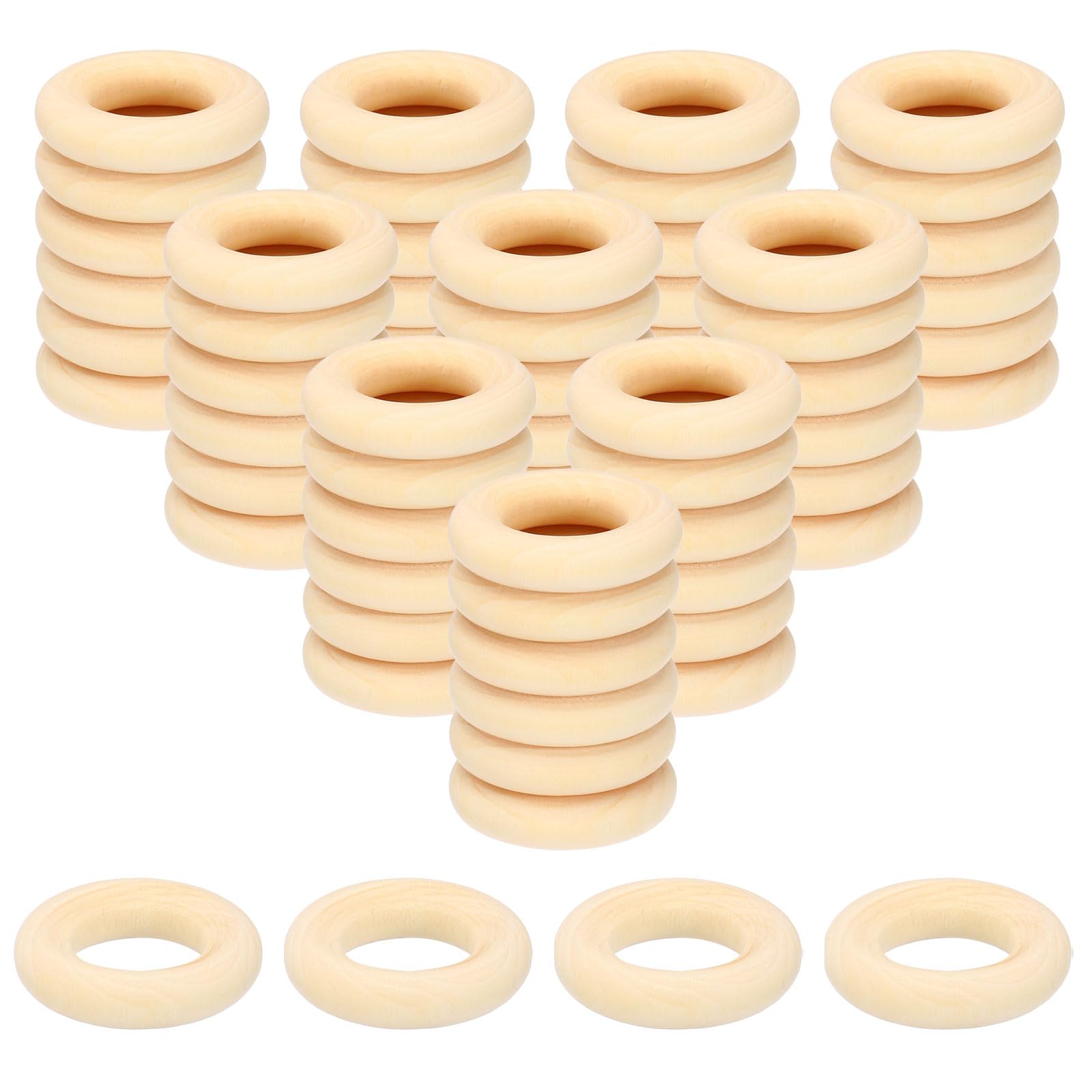 PATIKIL Wooden Rings for Crafting, 150 Pcs Smooth Macrame Wood Rings for Macrame Jewelry Making DIY Crafts, 0.98" OD 0.24" Thickness