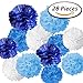 Paxcoo 28 Pcs Boy Baby Shower Blue Tissue Pom Poms Decorations for Boy First Party