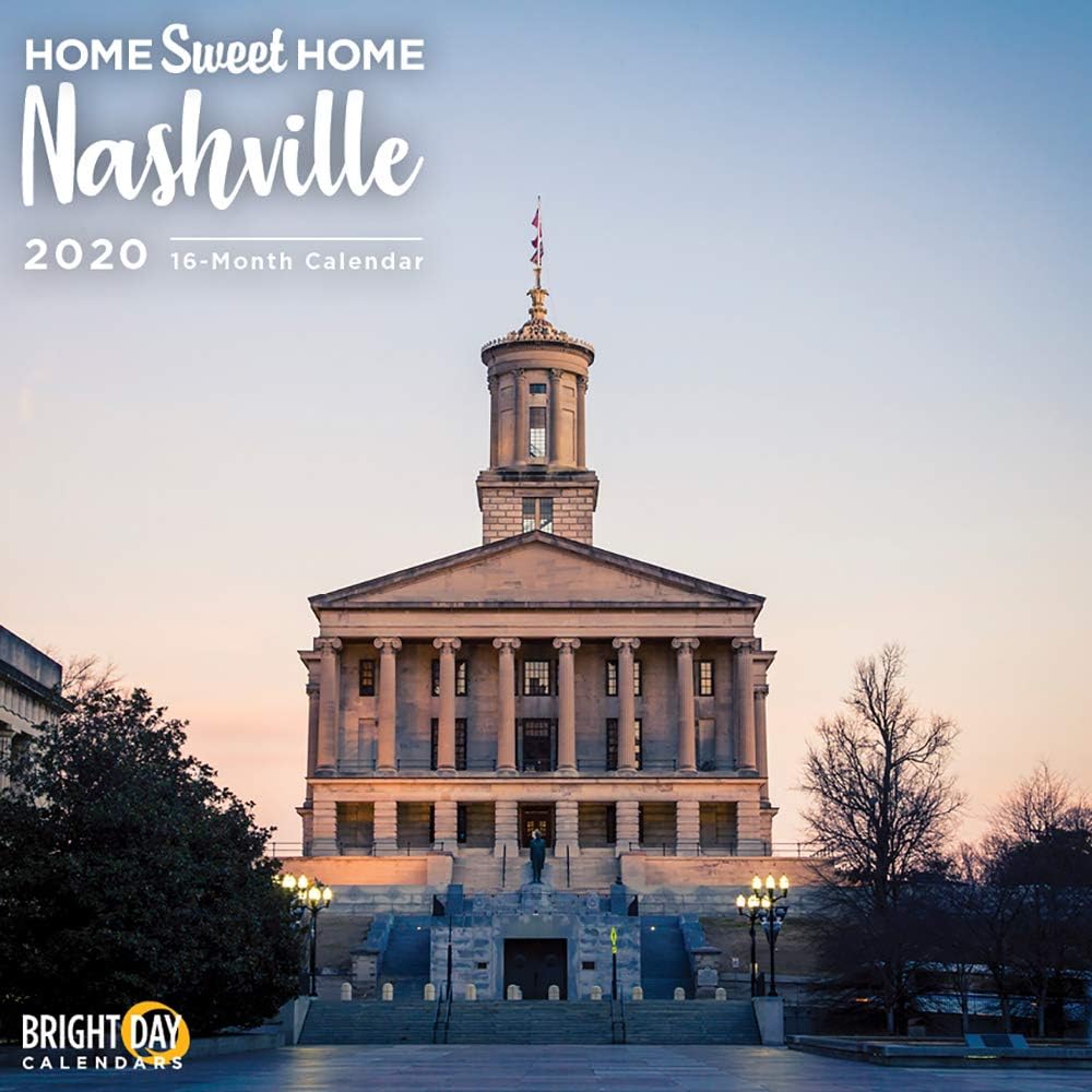 2020 Nashville Home Sweet Home Wall Calendar by Bright Day, 16 Month 12 x 12 Inch, Grand ole Opry Music City USA Evergreen Hometown Travel Destination Inspiration