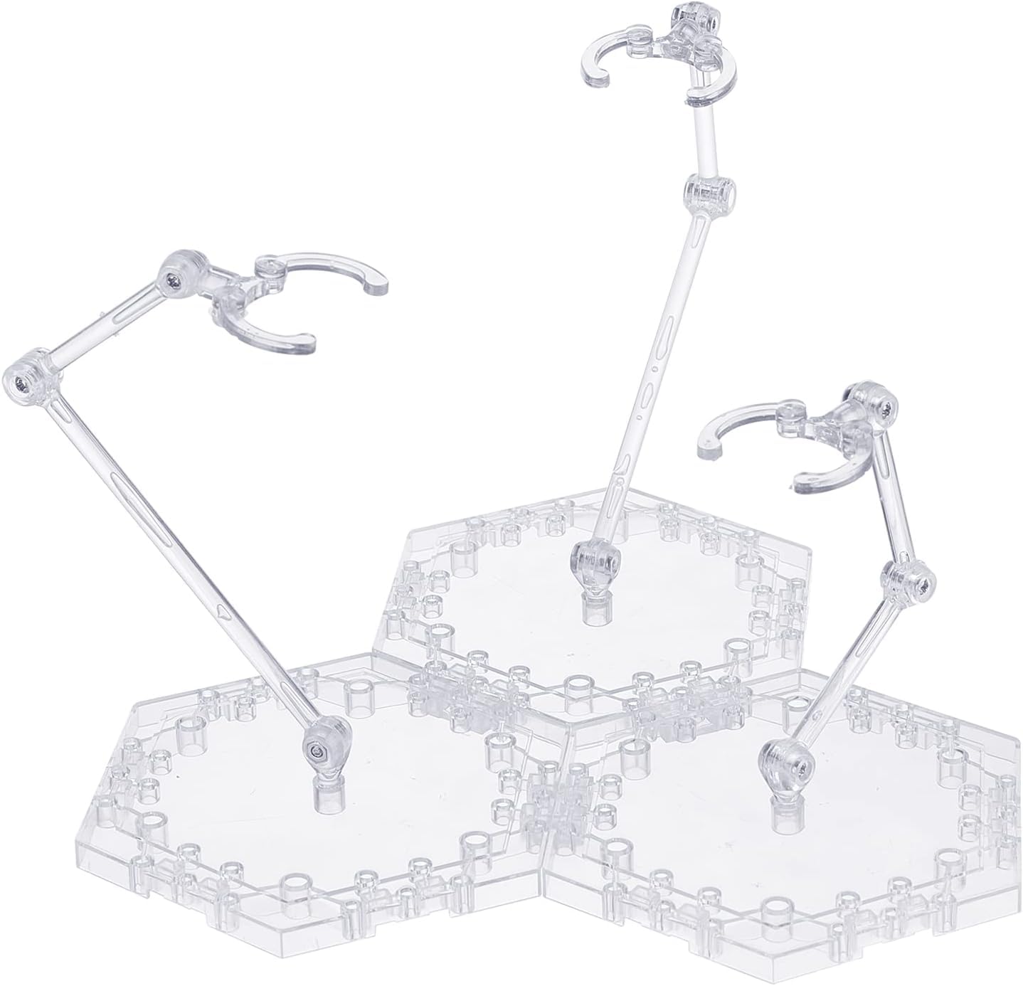 FINGERINSPIRE Action Figure Stand Model Stands 3 Person Fight Assembled Action Figures Stands Base Model Display Models Stand Compatible with HG/RG 1/144 Figures, Clear