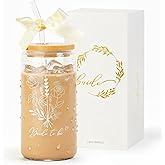 KMCCUMBER Bride To Be Glass Cup with Lid & Straw-Cute Aesthetic 16oz Iced Coffee Cup Smoothie Tumbler Gift for Engagement Bachelorette Bridal Shower Wedding