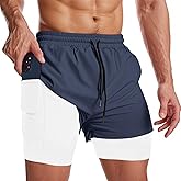 Muscle Killer Men's 2 in 1 Running Shorts Quick Dry Gym Athletic Shorts with Liner Workout Short for Men with Pockets