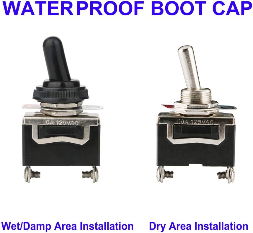 Gebildet Rocker Toggle Switch with Waterproof Boot Cap Cover, 12V-24V-48V-110V/10A, 220V-230V/6A, 2 Pin SPST ON/OFF Switch - Image 4