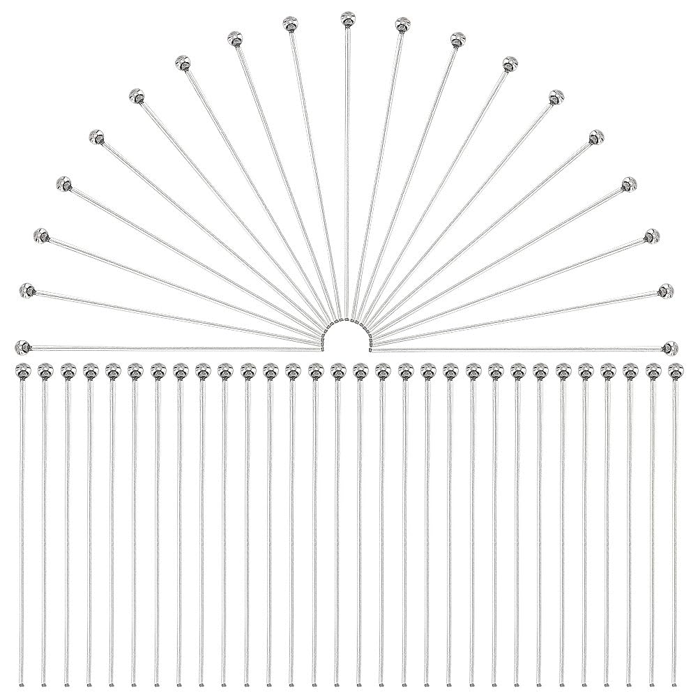 PH PandaHall 400pcs Jewelry Head Pins, 40mm 304 Stainless Steel Ball Pins, Bendable & Straight for Dangle Earring, Pendant, Bracelet, Necklace DIY Crafts
