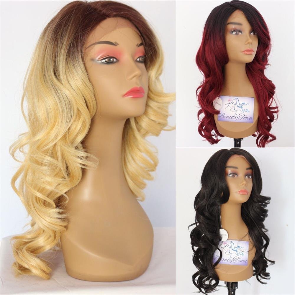 Sapphirewigs Color #2 Black Light Yaki Women Blogger Daily Makeup Wedding Present Synthetic Lace Front Wigs (Black)