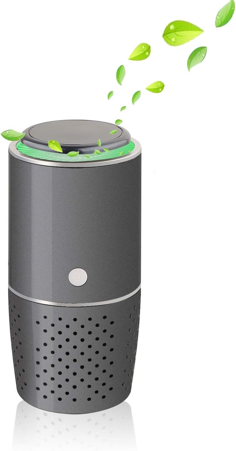 Air Purifier HEPA Air Cleaner - 360° HEPA Atctive Carbon Filter Portable Negative Ion Generator Keep Air Fresh for Car Small Room Office Desktop Remove Allergies PM 2.5 Dust Smoke Germs - Black