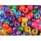 BeadTin Jelly Frosted Mix 9mm Barrel Plastic Pony Beads (500pcs)