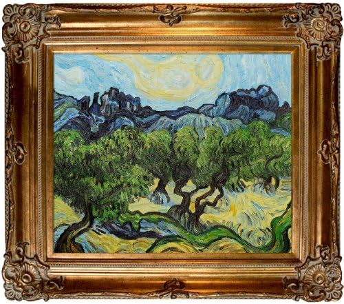 Overstockart Vg974-Fr-801G20X24 Van Gogh Olive Trees with The Alpilles in The Background with Renaissance Bronze Frame, Bronze Finish