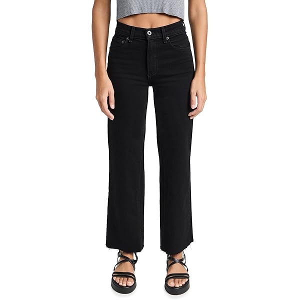 FRAME Women's Le Crop Flare Jeans, Noir Coated, Black, 32 at