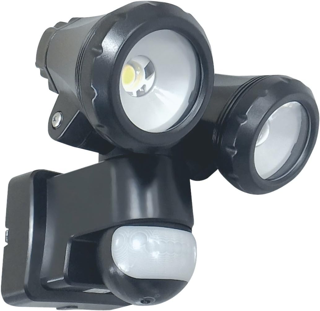ELRO LT3510P Outdoor Light with 2 LED Swivel Heads - Motion Sensor - Range up to 12 m and 180° Detection Angle - 2 x 10W - 1550LM - Black - 15 x 19 x 19 cm